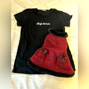 Oversized dog mom tee (it is an XL) and size medium dog wear